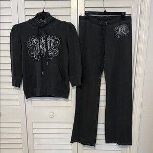 Juicy Couture Vintage Debazzled Grey Hoodie and Sweatpants Set